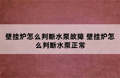 壁挂炉怎么判断水泵故障 壁挂炉怎么判断水泵正常